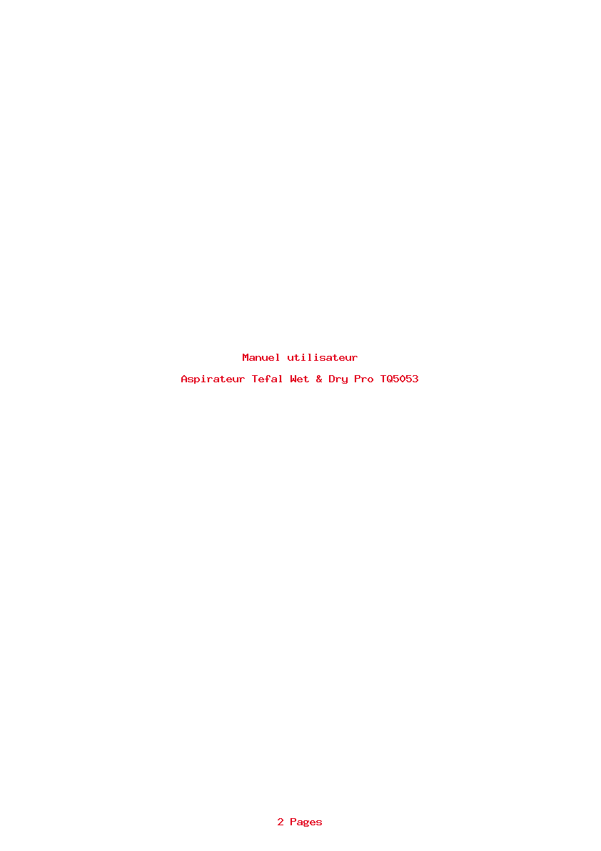 Page 1 de la notice Manuel utilisateur Tefal Wet & Dry Pro TQ5053