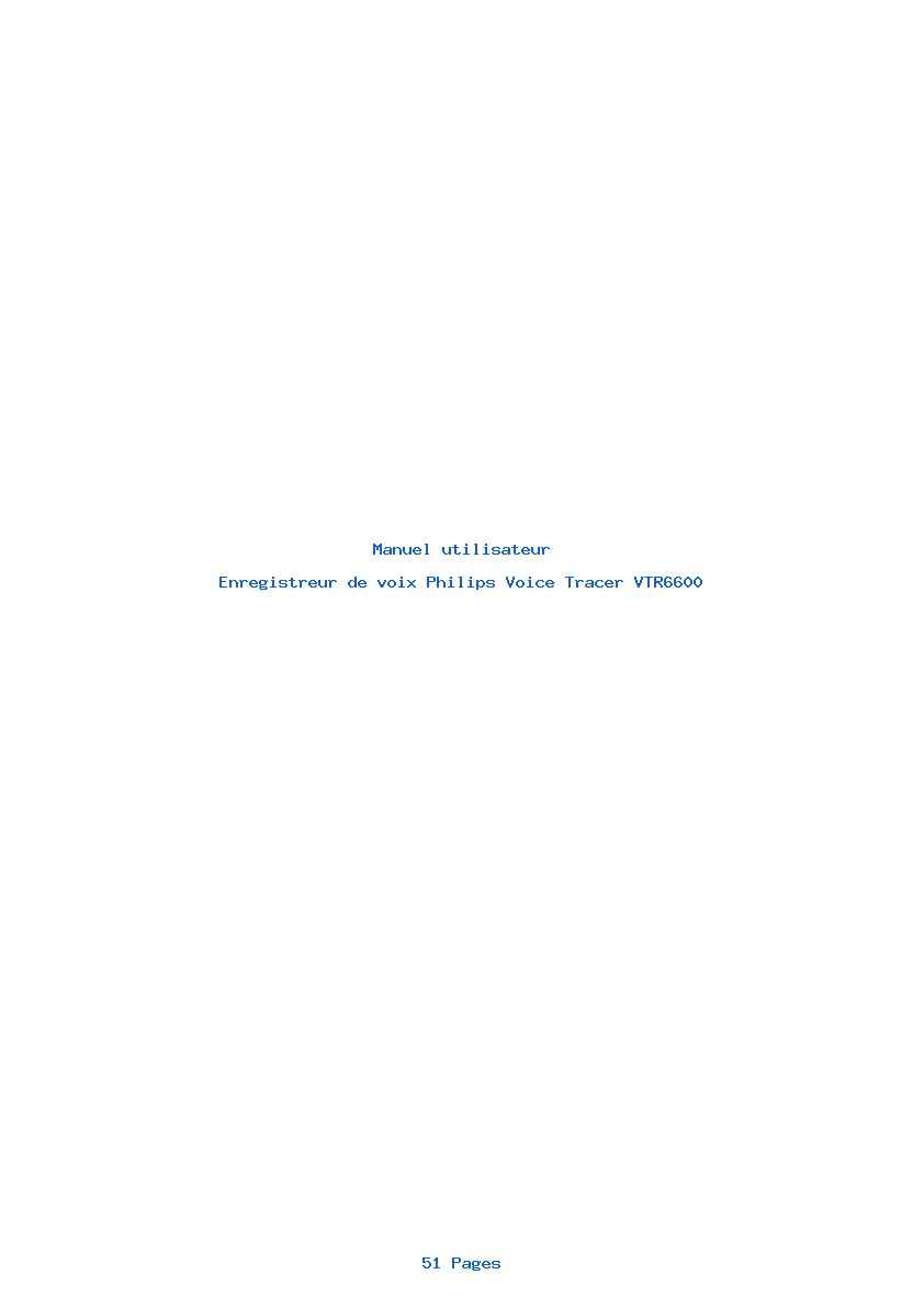 Page 1 de la notice Manuel utilisateur Philips Voice Tracer VTR6600