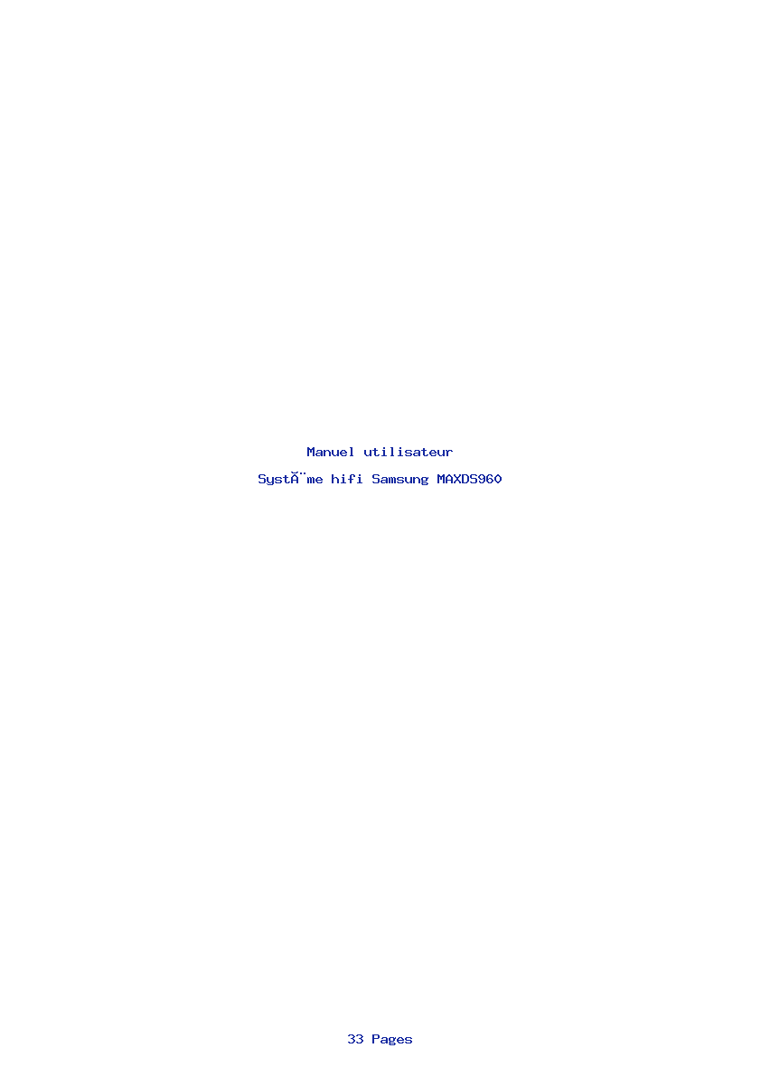 Page 1 de la notice Manuel utilisateur Samsung MAXDS960