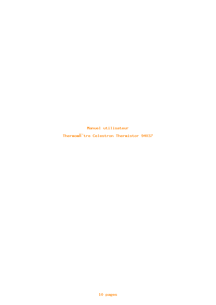 Page 1 de la notice Manuel utilisateur Celestron Thermistor 94037