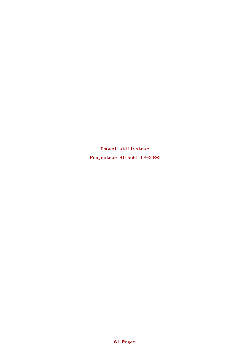 Page 1 de la notice Manuel utilisateur Hitachi CP-X300