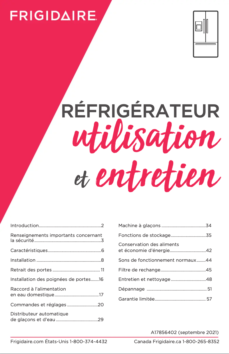 Page 1 de la notice Manuel utilisateur Frigidaire GRFN2853AF