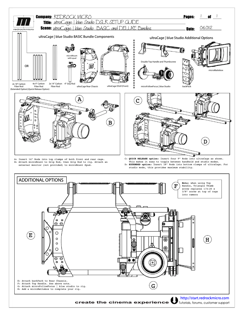 Page 1 of the manual User Manual Redrock Micro UltraCage