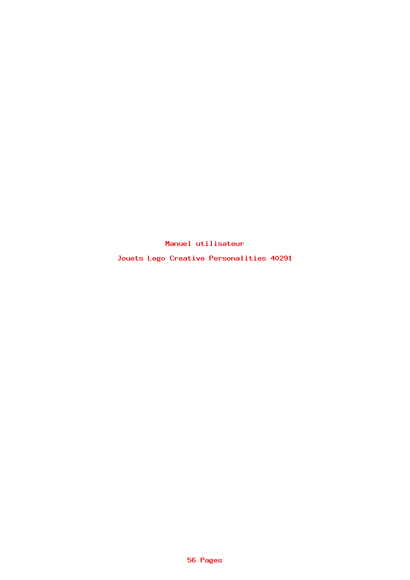 Page 1 de la notice Manuel utilisateur Lego Creative Personalities 40291