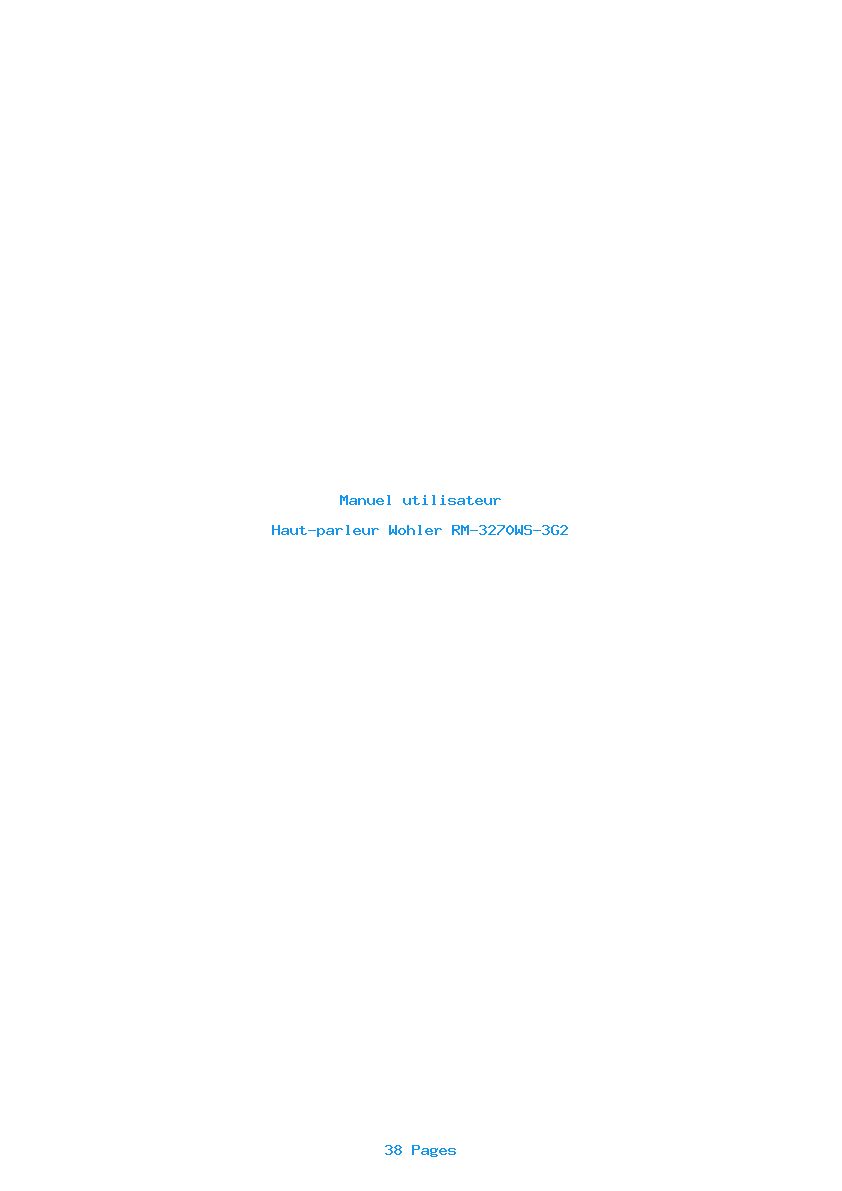 Page 1 de la notice Manuel utilisateur Wohler RM-3270WS-3G2