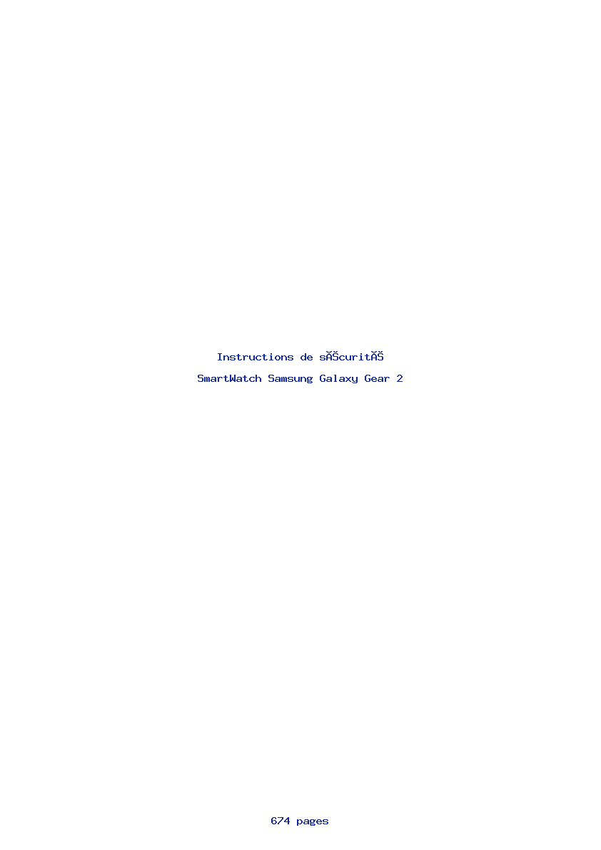 Page 1 de la notice Instructions de sécurité Samsung Galaxy Gear 2
