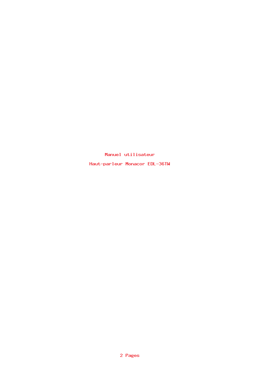 Page 1 de la notice Manuel utilisateur Monacor EDL-36TW