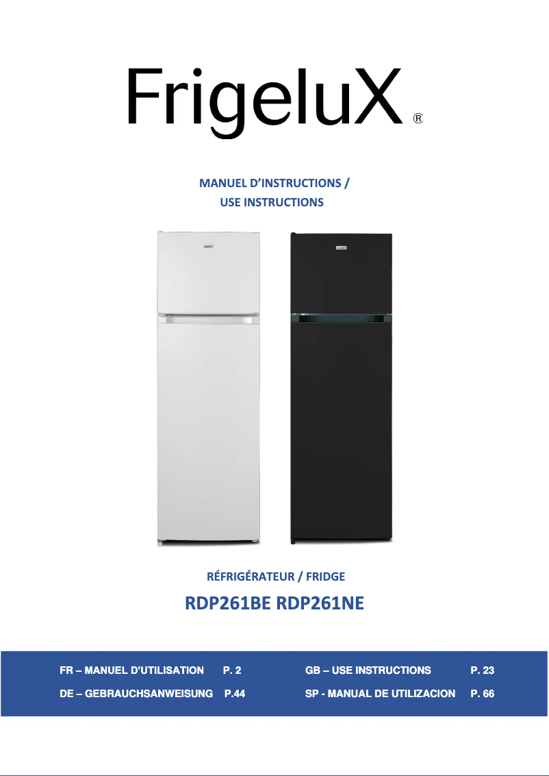 Página 1 del manual Manual de usuario FrigeluX RDP261BE