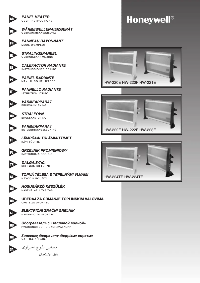 Page 1 de la notice Manuel utilisateur Honeywell HW-221E