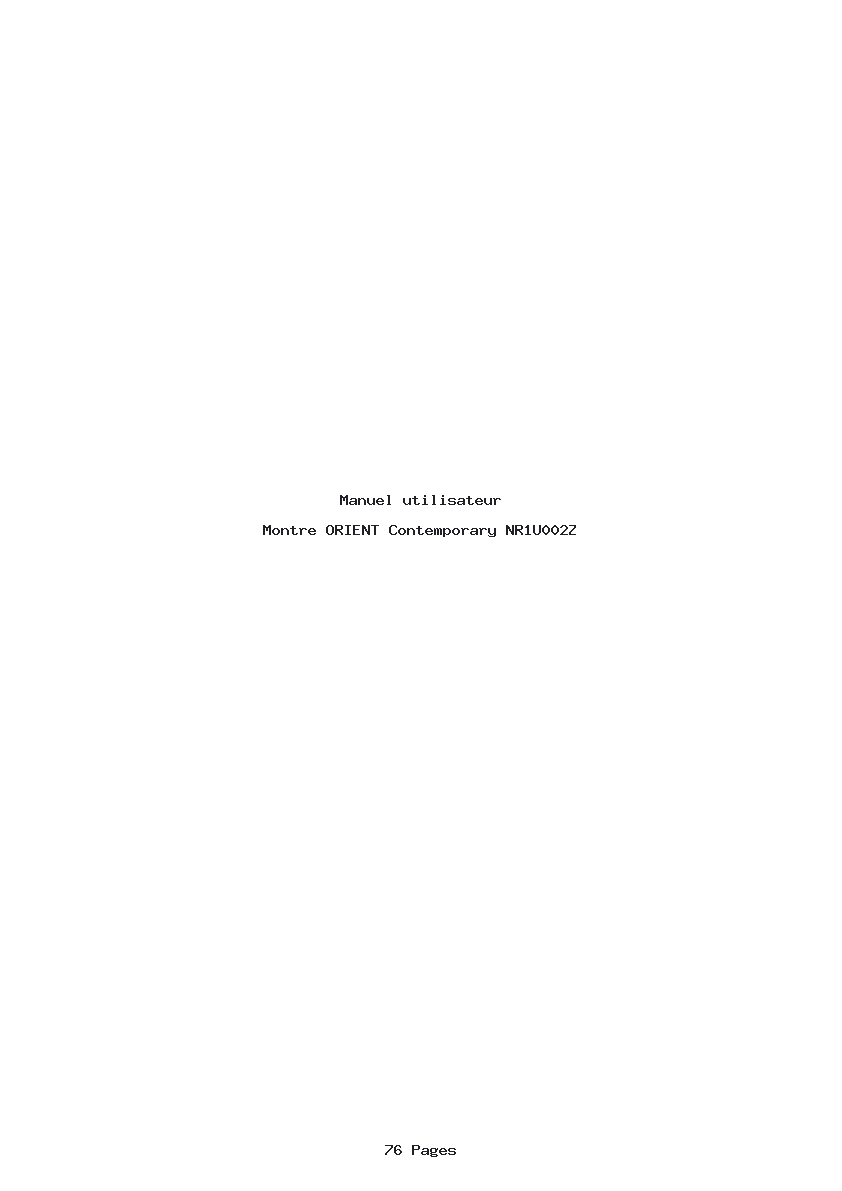 Page 1 de la notice Manuel utilisateur ORIENT Contemporary NR1U002Z