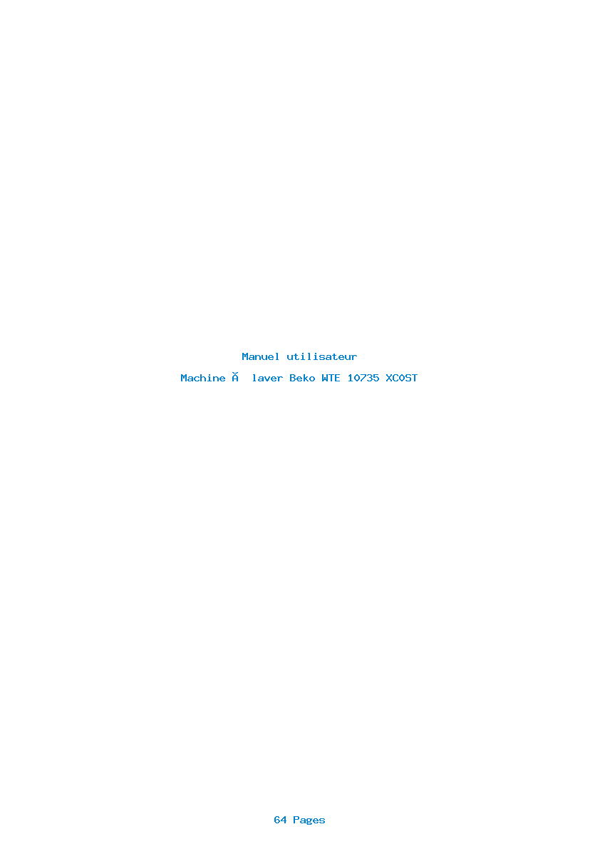 Page 1 de la notice Manuel utilisateur Beko WTE 10735 XC0ST