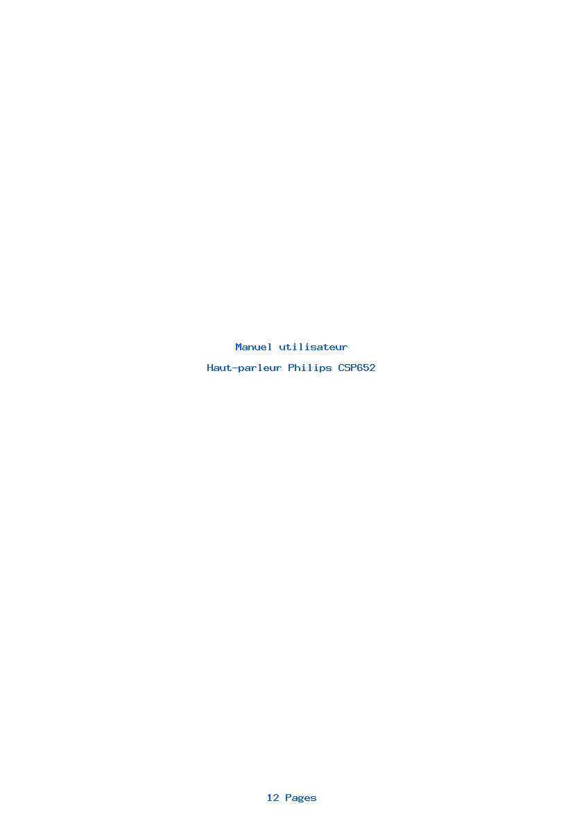 Page 1 de la notice Manuel utilisateur Philips CSP652