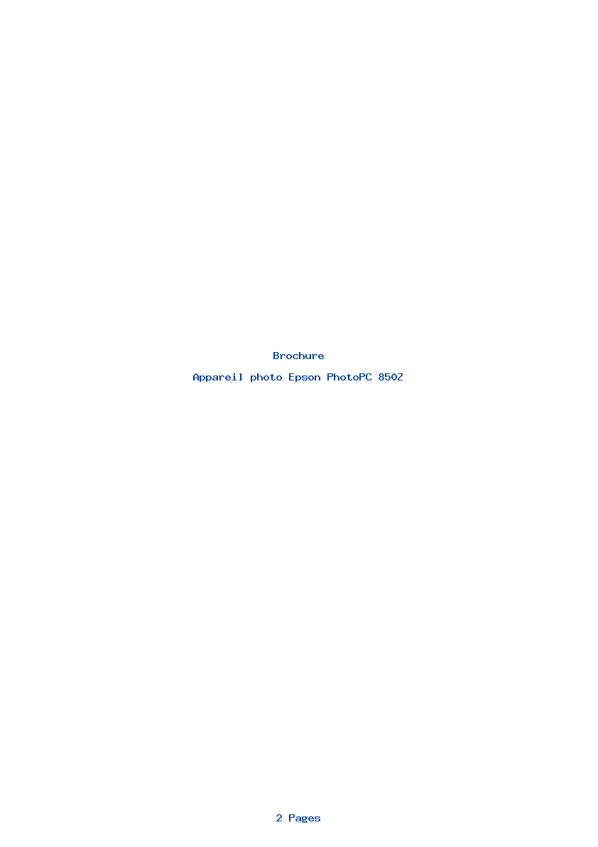 Page 1 de la notice Brochure Epson PhotoPC 850Z