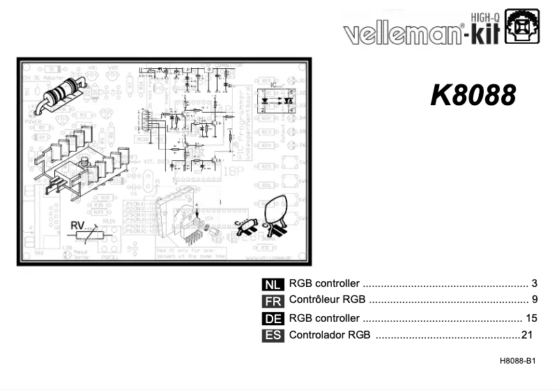 Page 1 de la notice Manuel utilisateur Velleman K8088