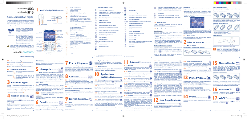 Page 1 de la notice Manuel utilisateur Alcatel One Touch 803