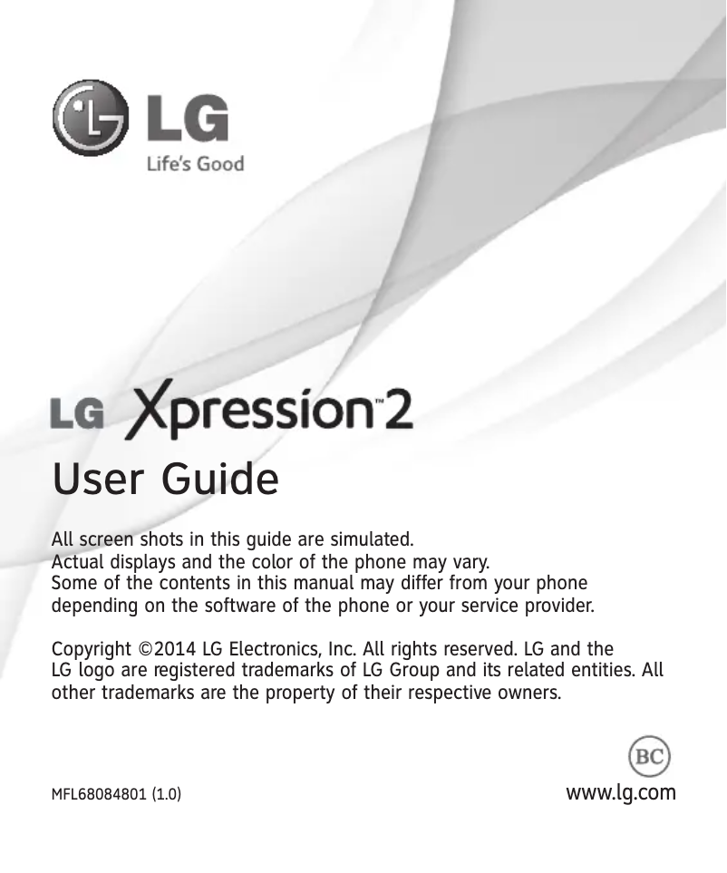 Page 1 of the manual User Manual LG Xpression 2
