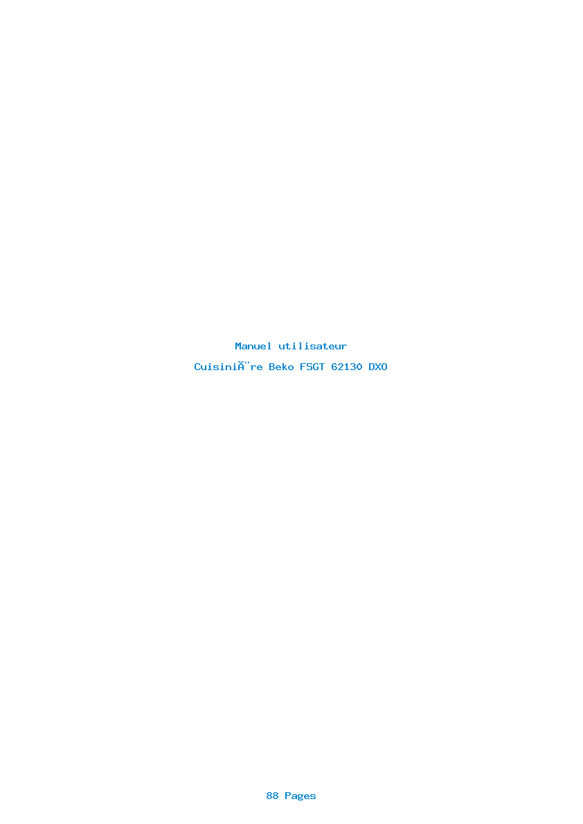 Page 1 de la notice Manuel utilisateur Beko FSGT 62130 DXO
