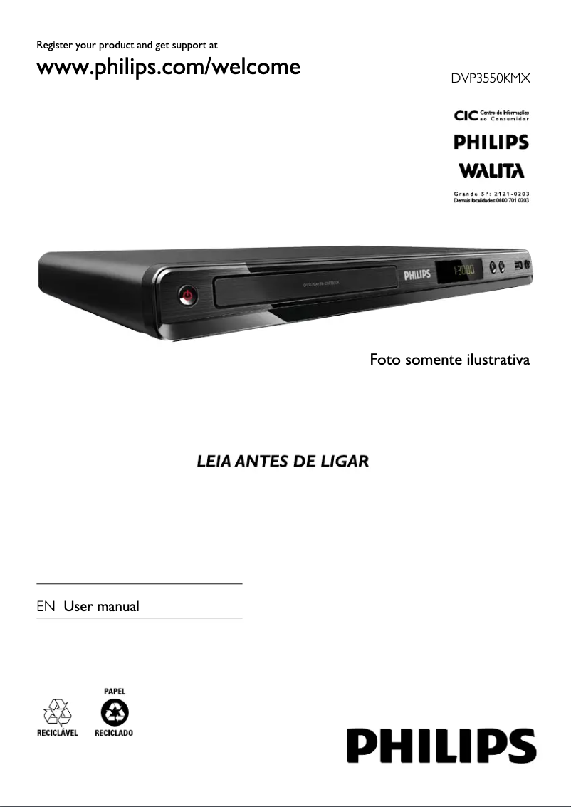 Page 1 of the manual User Manual Philips DVP3550KMX
