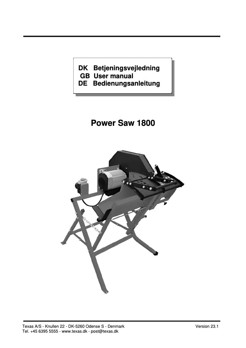 Page 1 de la notice Manuel utilisateur Texas Power Saw 1800