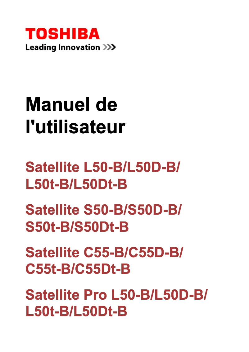 Page 1 de la notice Manuel utilisateur Toshiba Satellite C55Dt-B