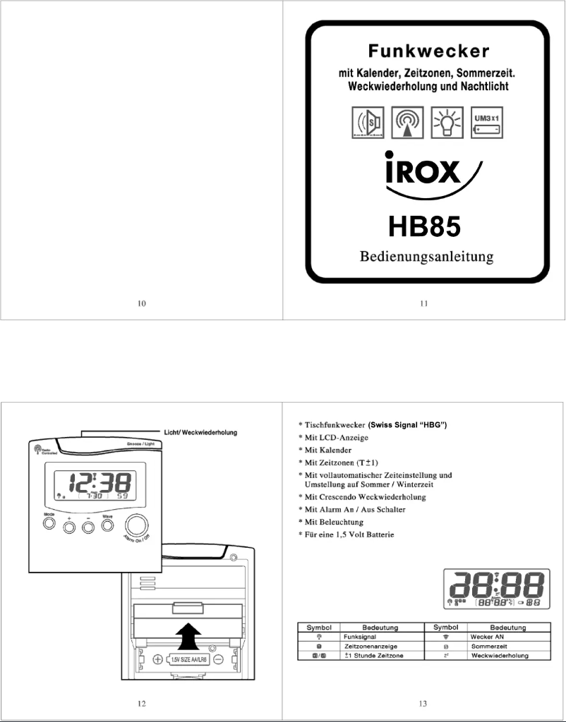Page 1 de la notice Manuel utilisateur Irox HB85