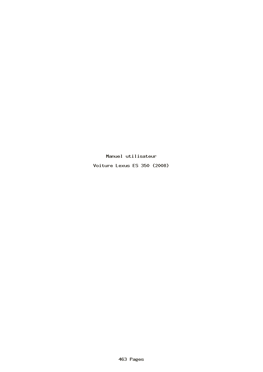 Page 1 de la notice Manuel utilisateur Lexus ES 350 (2008)