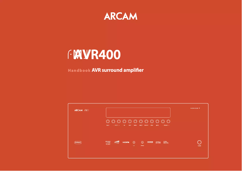 Page 1 de la notice Manuel utilisateur Arcam AVR400