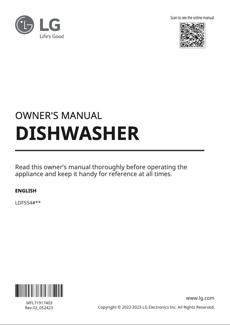 Page 1 de la notice Manuel utilisateur LG LDF5545ST