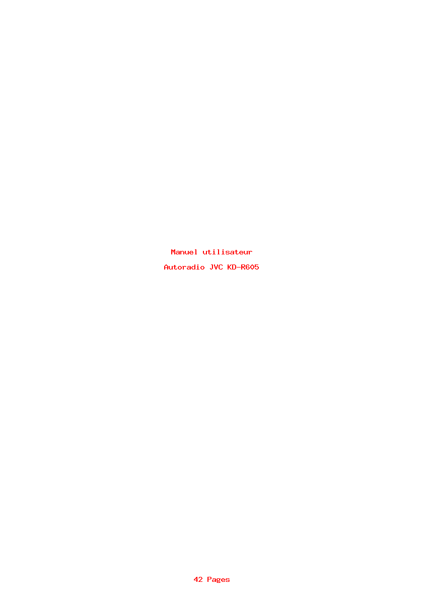 Page 1 de la notice Manuel utilisateur JVC KD-R605