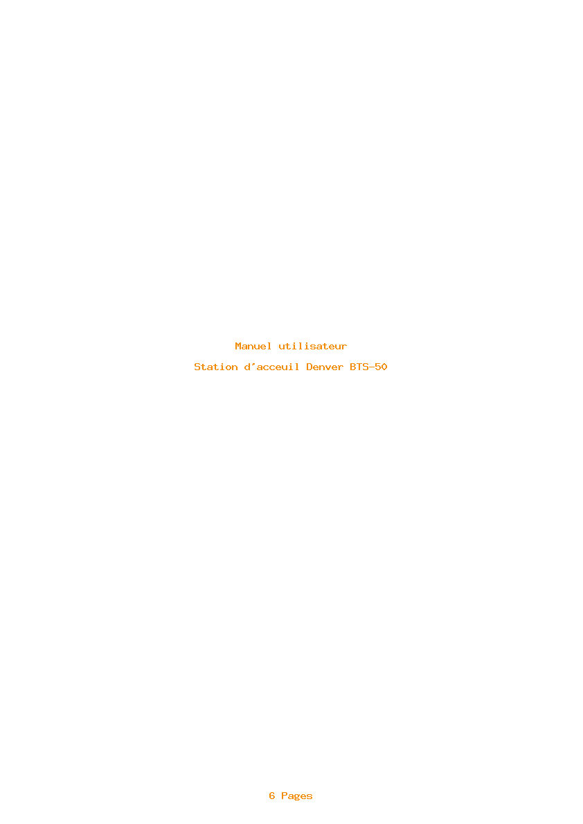 Page 1 de la notice Manuel utilisateur Denver BTS-50
