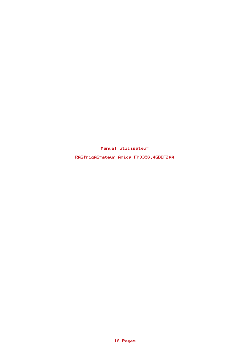 Page 1 de la notice Manuel utilisateur Amica FK3356.4GBDFZAA