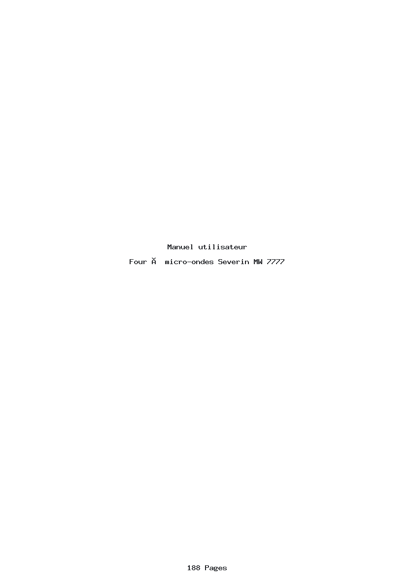 Page 1 de la notice Manuel utilisateur Severin MW 7777