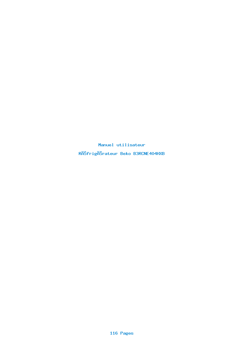Page 1 de la notice Manuel utilisateur Beko B3RCNE404HXB