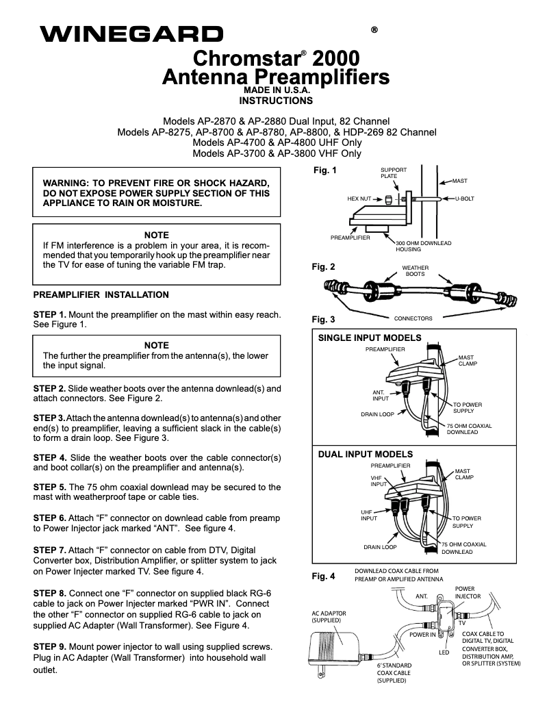 Page 1 de la notice Manuel utilisateur Winegard AP8700