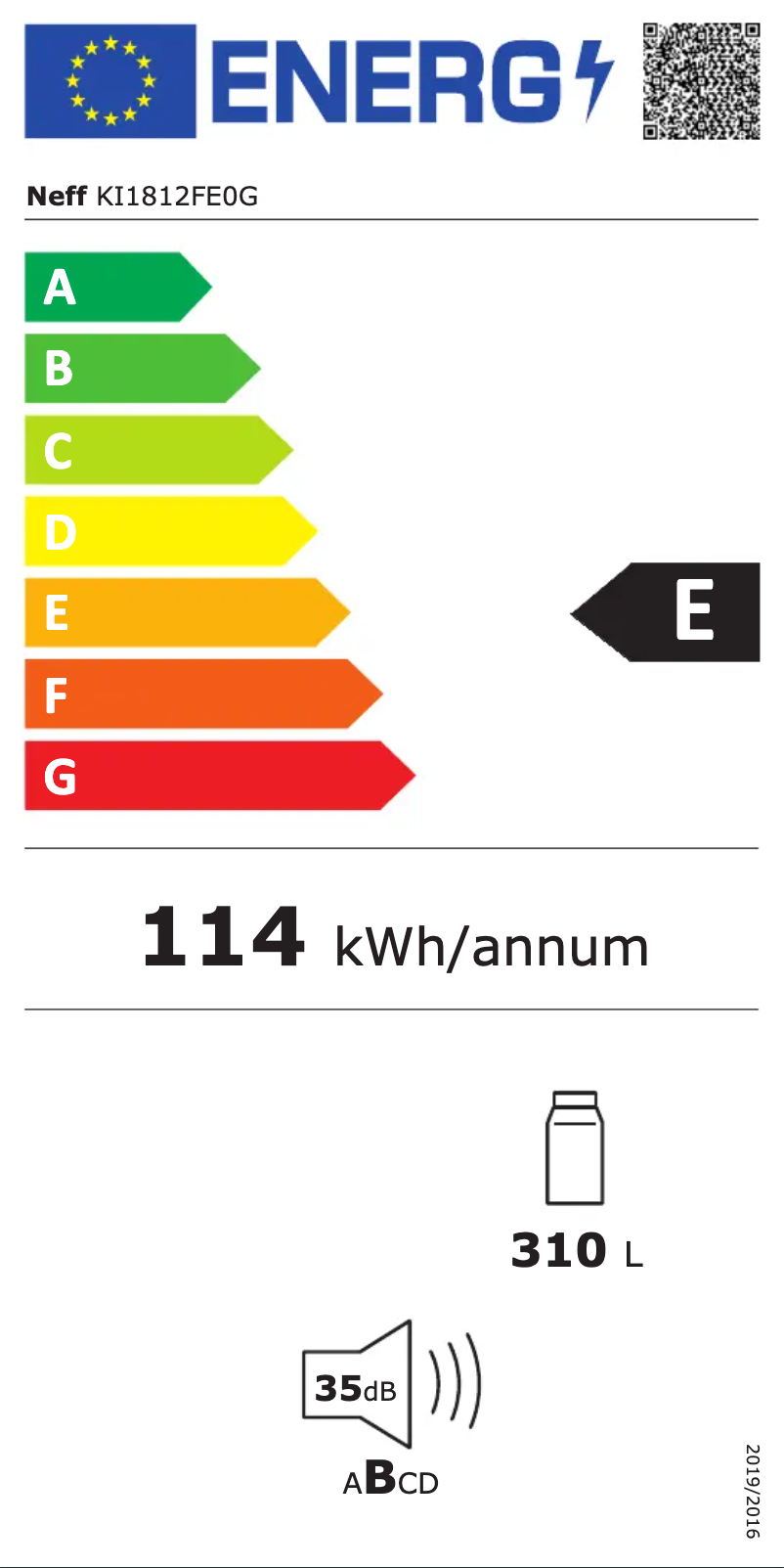 Página 1 del manual Etiqueta energética Neff KI1812FE0