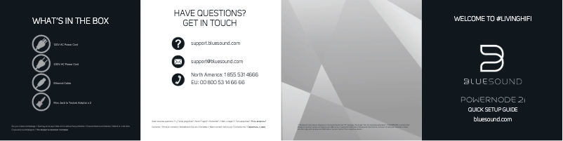 Page 1 de la notice Guide de démarrage rapide Bluesound Powernode 2i