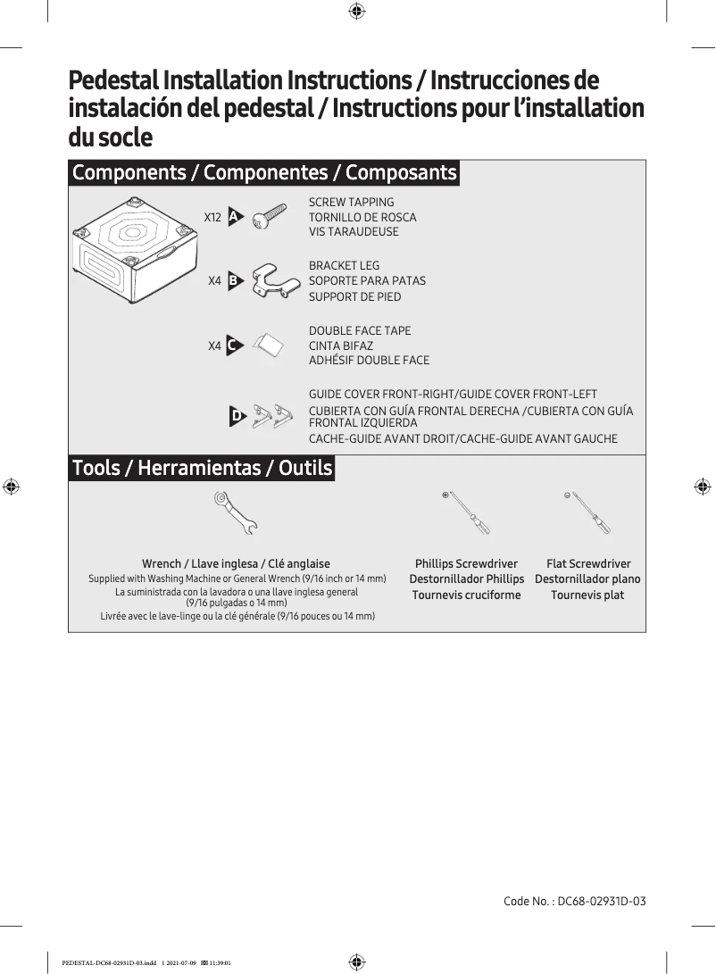 Page 1 de la notice Guide d'installation Samsung WE402NV