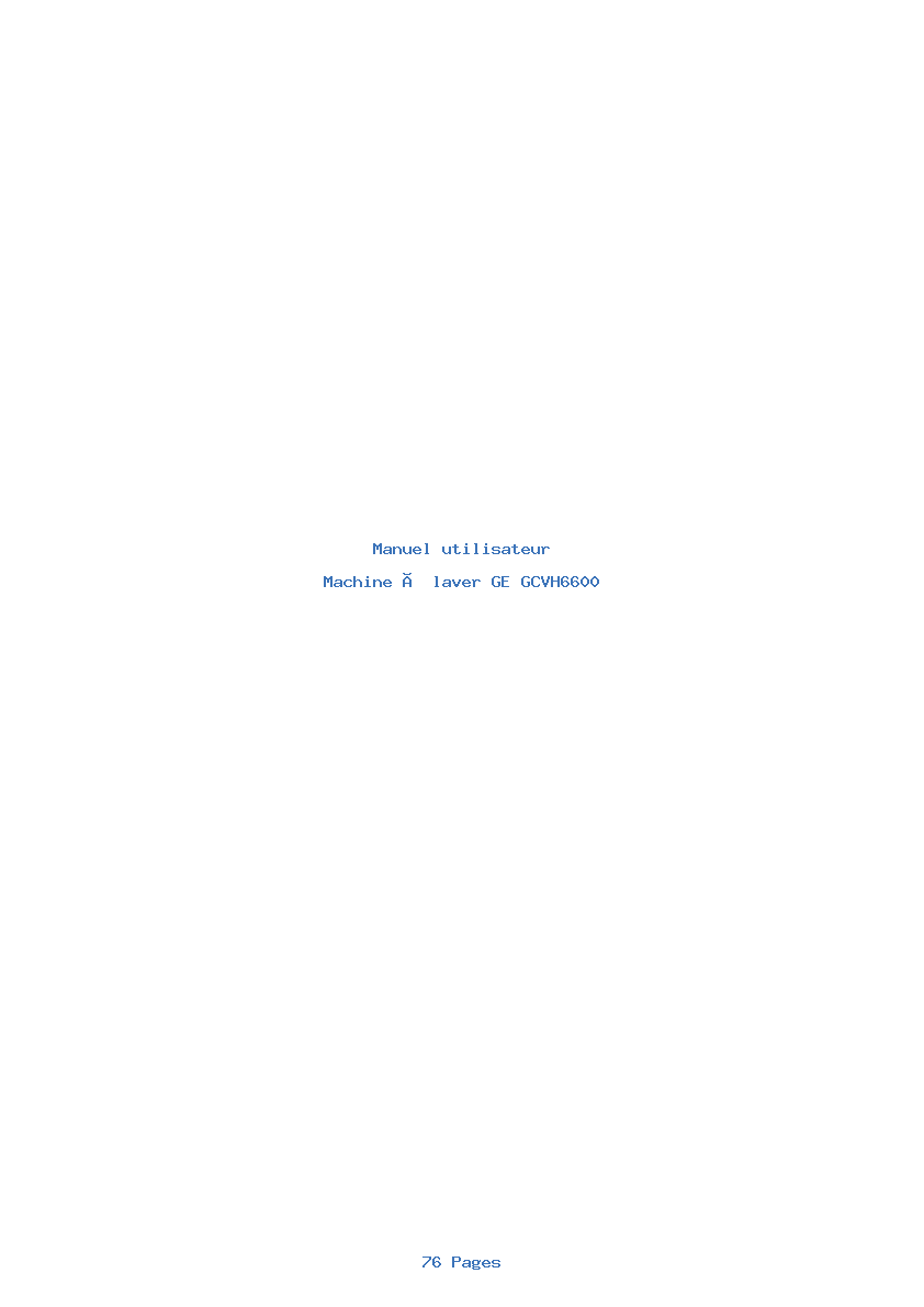 Page 1 de la notice Manuel utilisateur GE GCVH6600