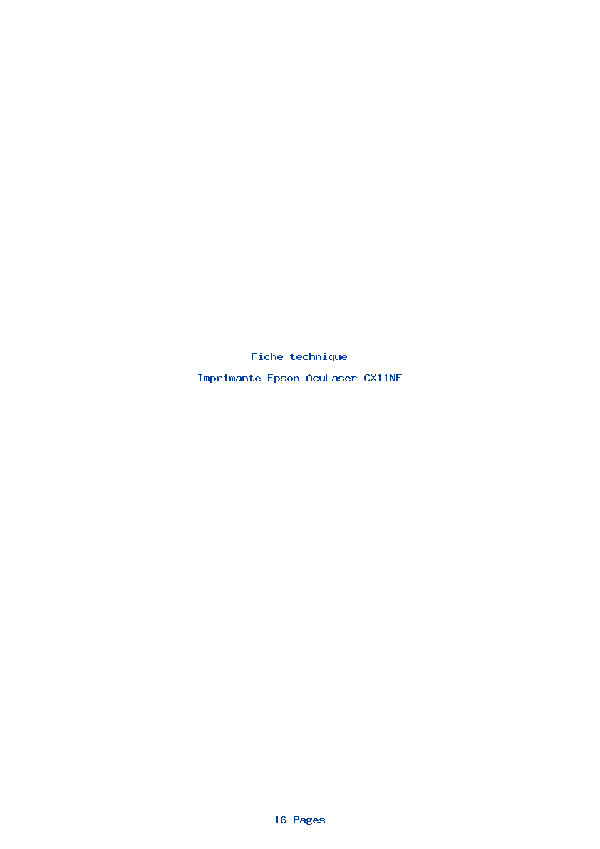 Page 1 de la notice Fiche technique Epson AcuLaser CX11NF