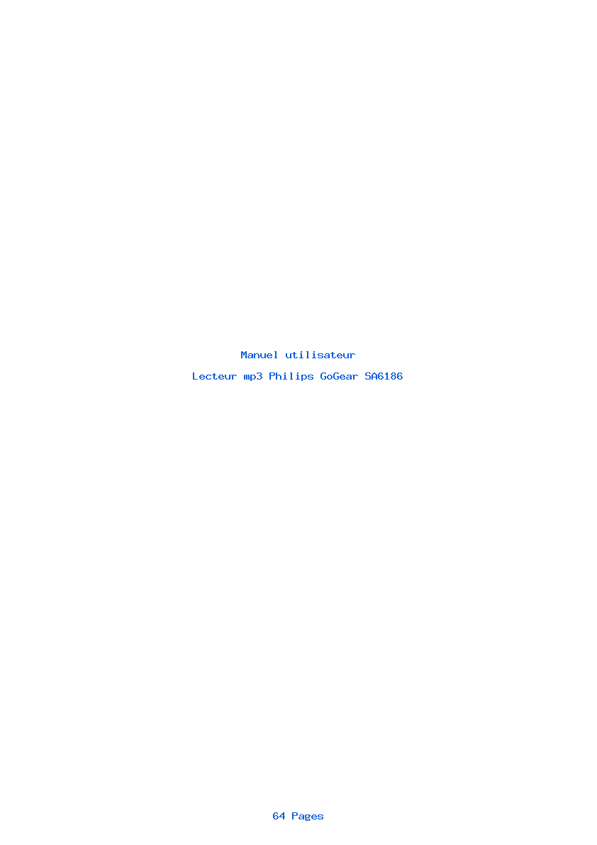 Page 1 de la notice Manuel utilisateur Philips GoGear SA6186
