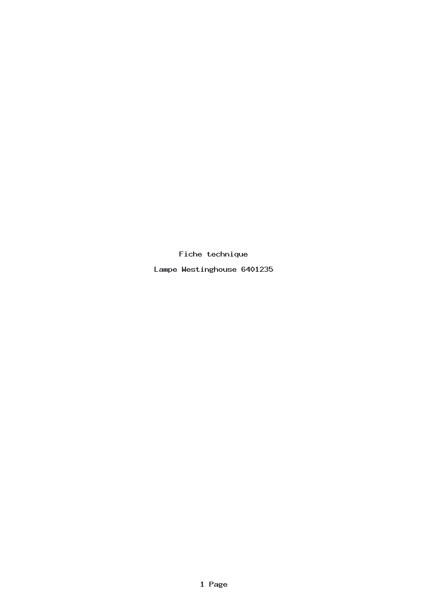Page 1 de la notice Fiche technique Westinghouse 6401235