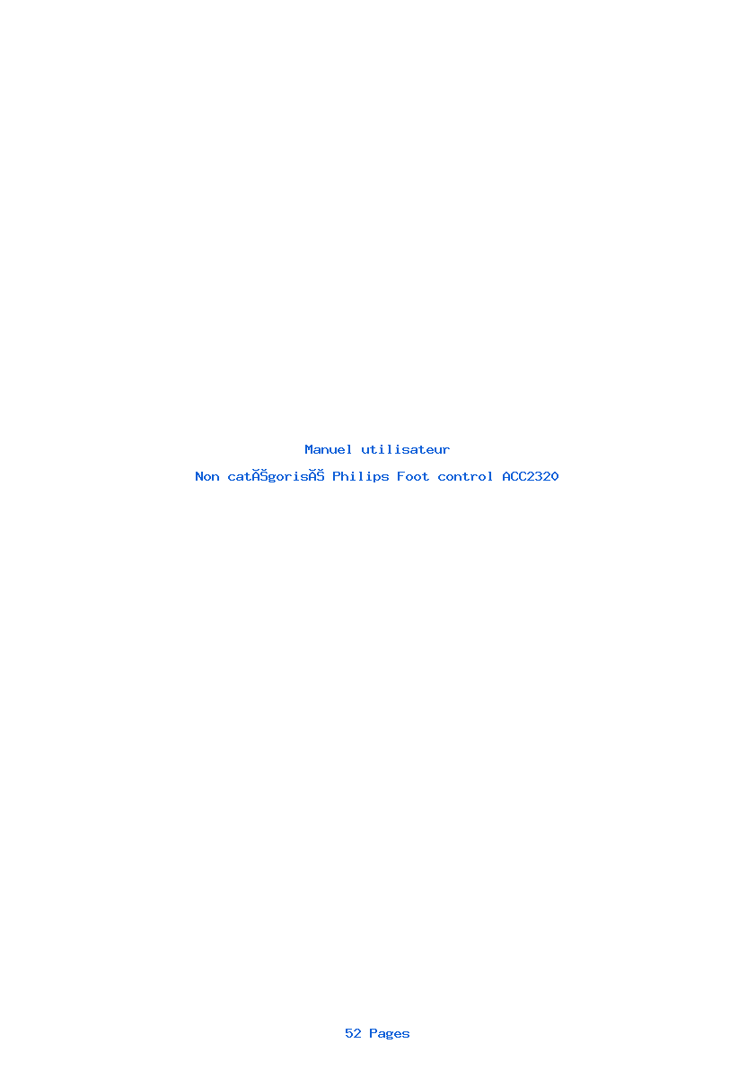 Page 1 de la notice Manuel utilisateur Philips Foot control ACC2320