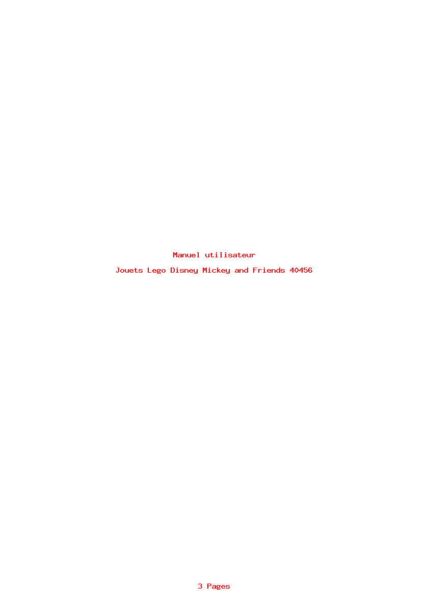 Page 1 de la notice Manuel utilisateur Lego Disney Mickey and Friends 40456