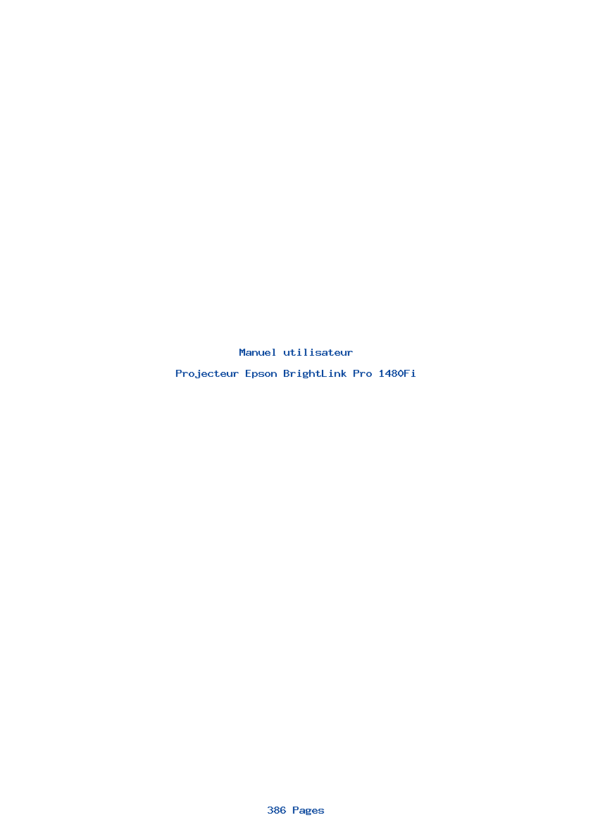 Page 1 de la notice Manuel utilisateur Epson BrightLink Pro 1480Fi