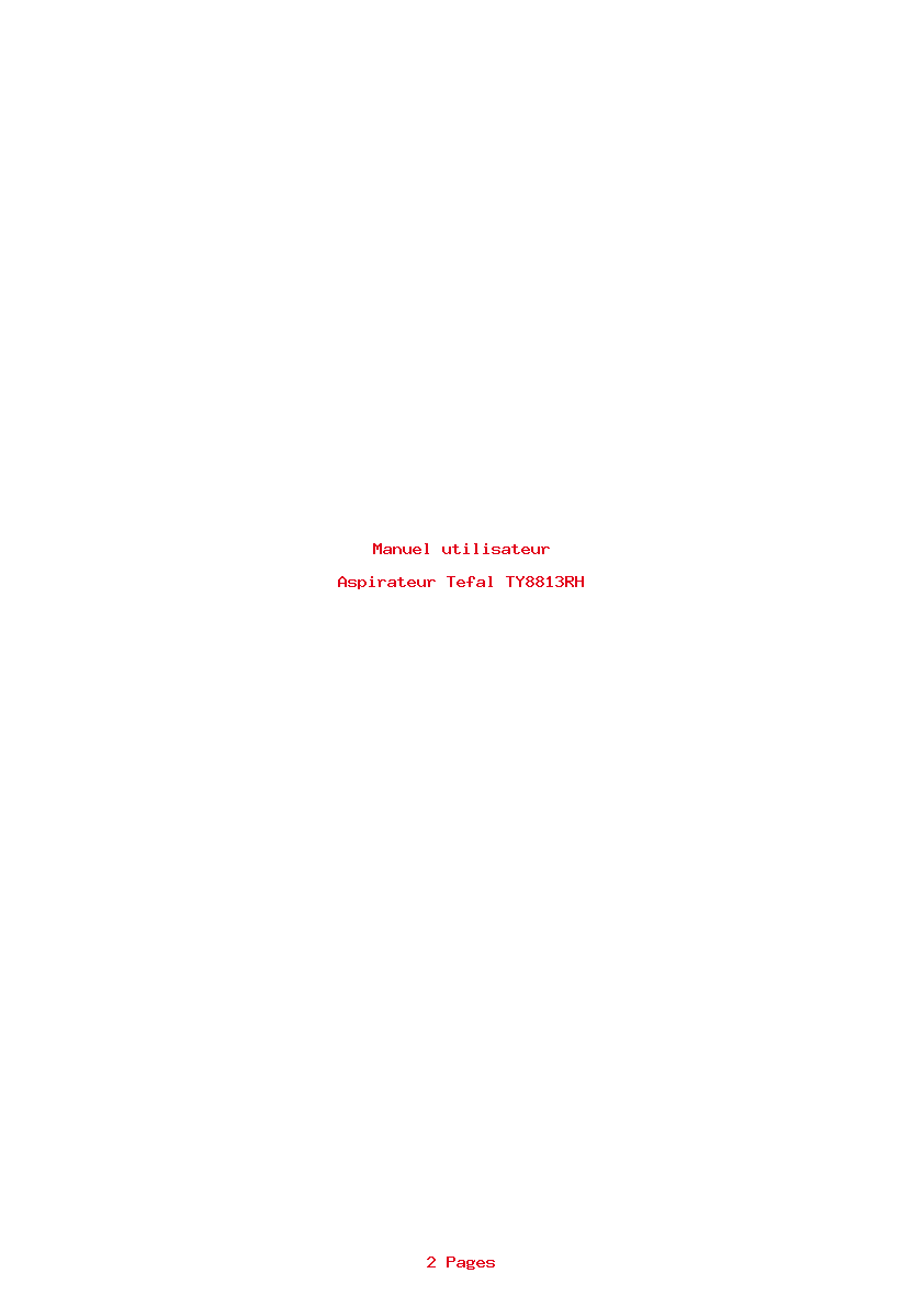 Page 1 de la notice Manuel utilisateur Tefal TY8813RH