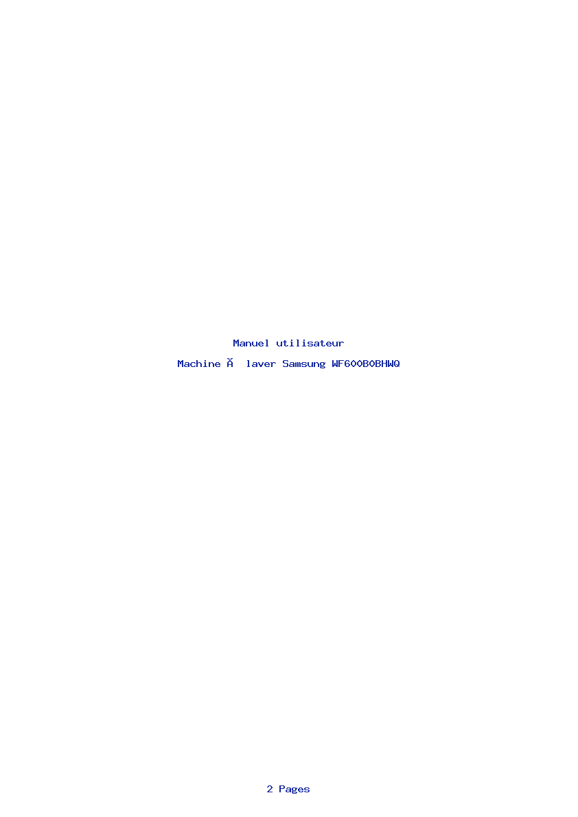 Page 1 de la notice Manuel utilisateur Samsung WF600B0BHWQ