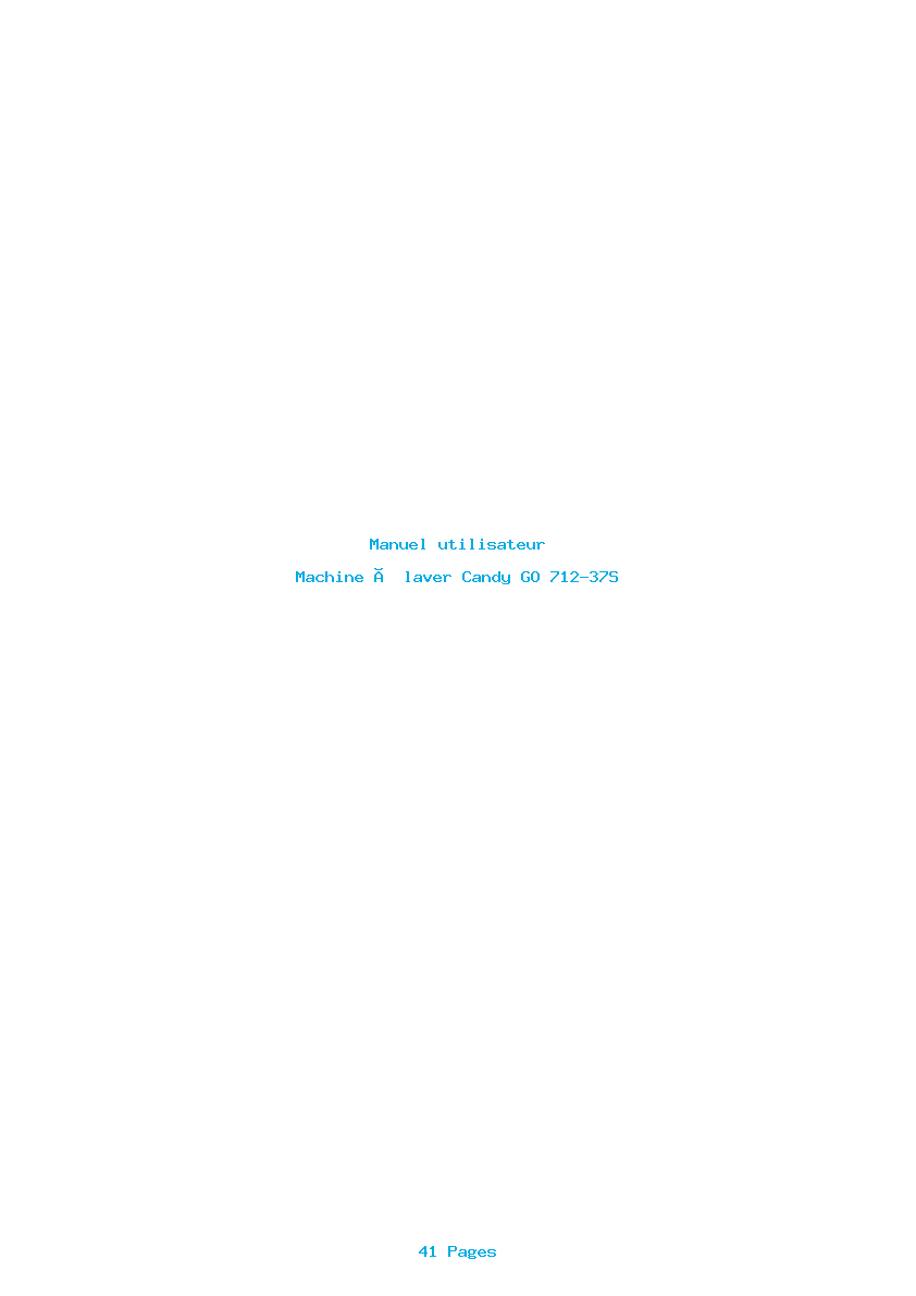 Page 1 de la notice Manuel utilisateur Candy GO 712-37S