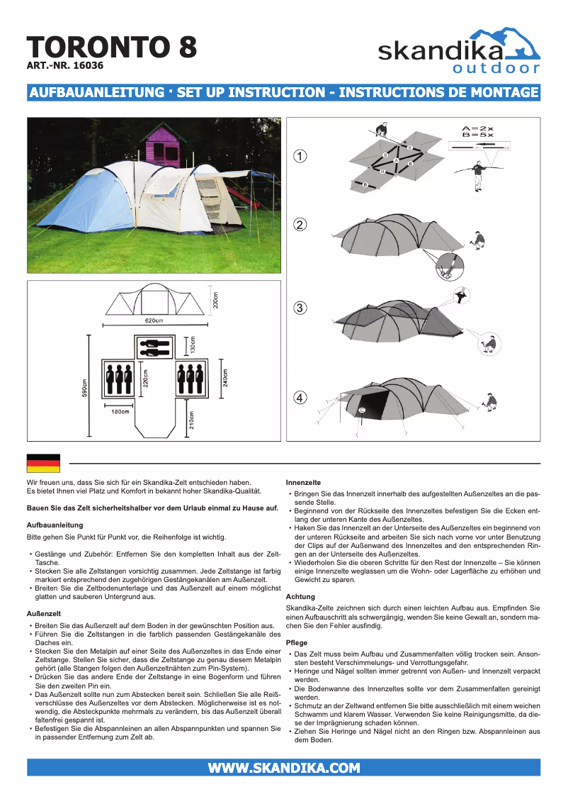 Page 1 de la notice Manuel utilisateur Skandika Uni Toronto