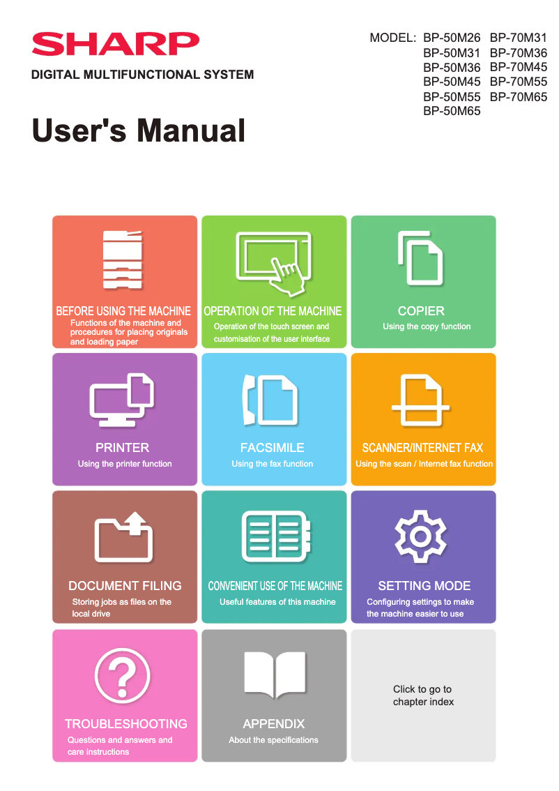 Image de la première page du manuel de l'appareil BP-70M36