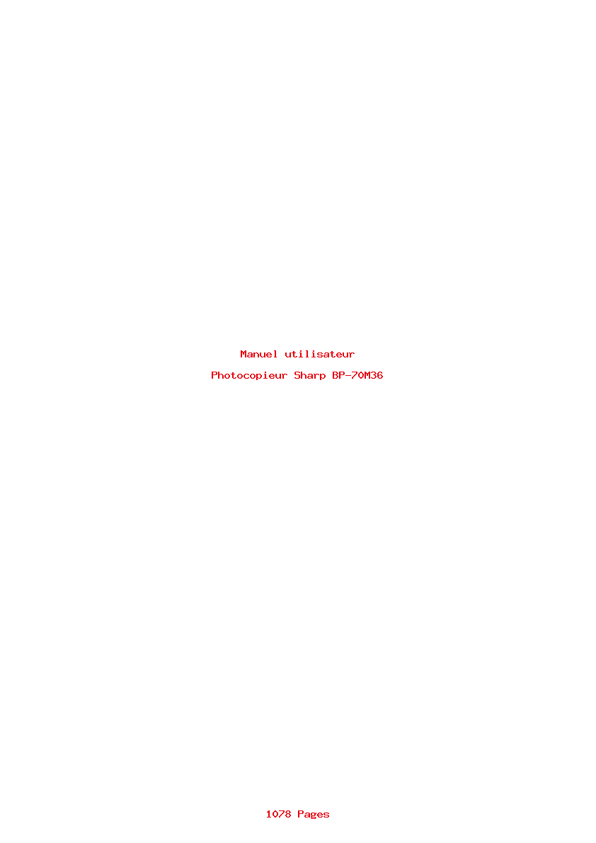 Page 1 de la notice Manuel utilisateur Sharp BP-70M36